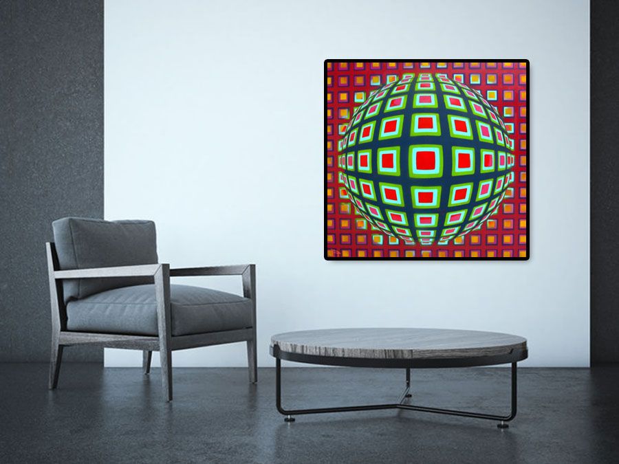 Tableau de YANN GUINCHAN a pour titre  PLANETE CARRE II style graphique dim : YANN GUINCHANprix: