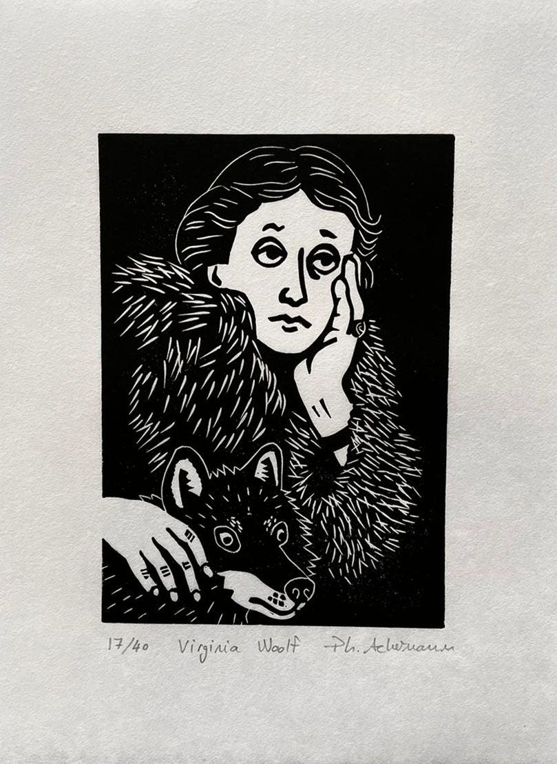 Editions d'art de PHILIPPE ACHERMANN a pour titre  Virginia Wolf style figuratif, graphique dim : PHILIPPE ACHERMANNprix:40