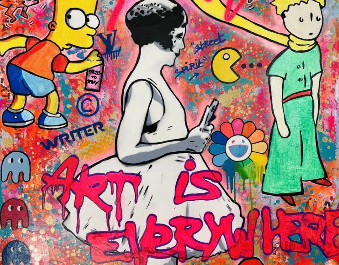 Tableau de SARA CHELOU a pour titre  Art is everywhere style street pop art, street art dim : SARA CHELOUprix:1300
