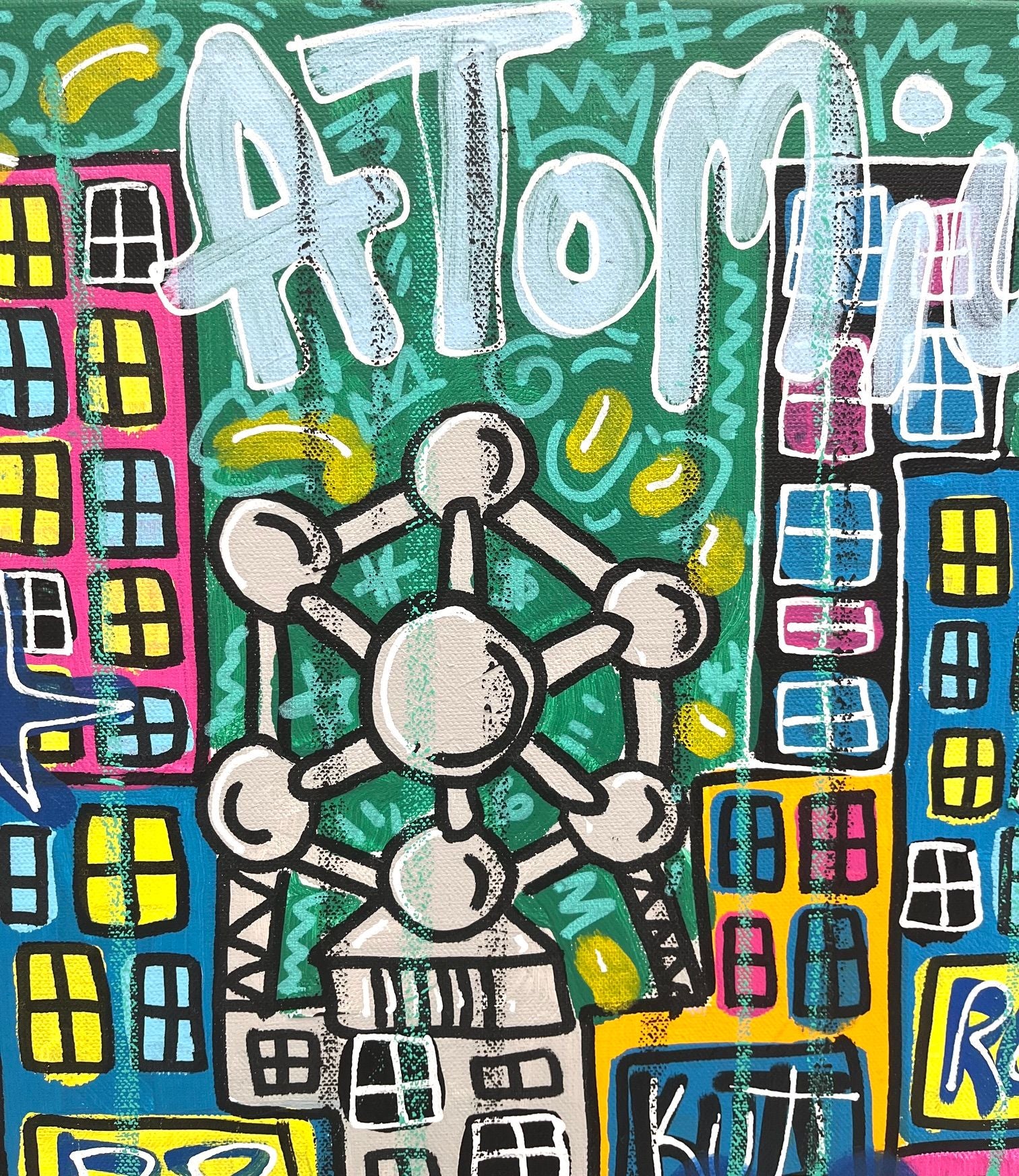 Tableau de RICO SAB a pour titre  Atomium style street pop art, street art dim : RICO SABprix:260
