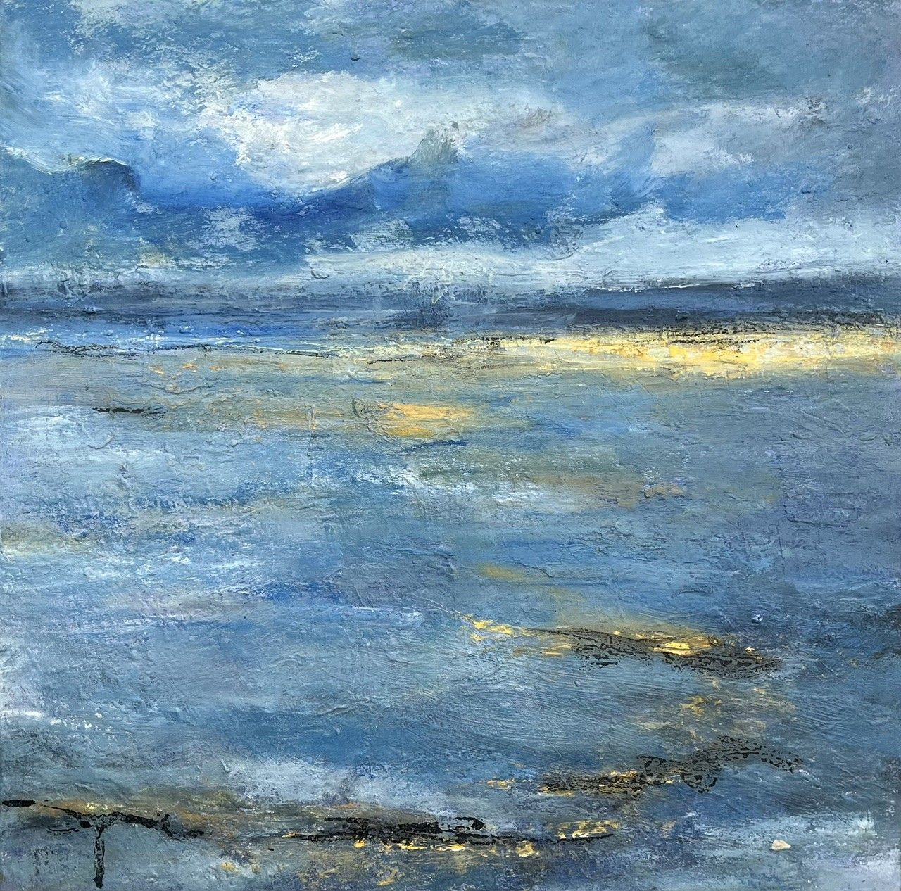 Tableau de PASCALE JACQUEMOND a pour titre  Bords de mer style abstrait dim : PASCALE JACQUEMONDprix:220