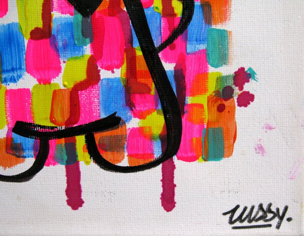 Tableau de LUSSY a pour titre  cat multicolor 2 style graffiti, street pop art dim : LUSSYprix:80