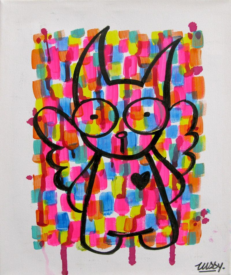 Tableau de LUSSY a pour titre  cat multicolor 2 style graffiti, street pop art dim : LUSSYprix:80