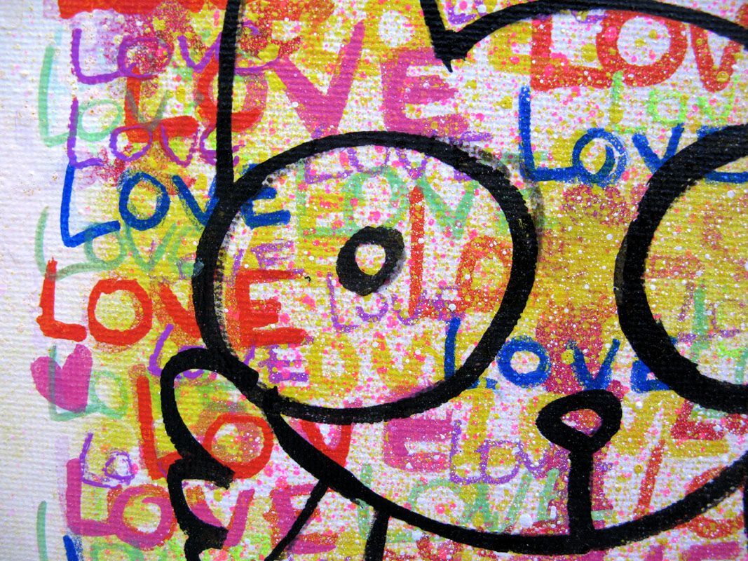 Tableau de LUSSY a pour titre  cat white 2 style graffiti, street pop art dim : LUSSYprix:80