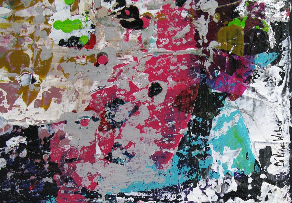Tableau de CELINE WEBER a pour titre  STONE QUARTZ BLEU style abstrait dim : CELINE WEBERprix:1400