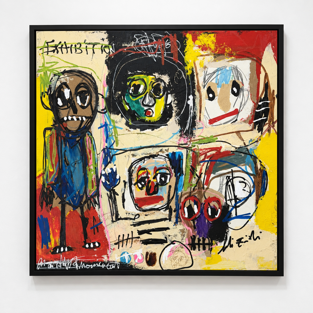 Dessin Exhibition VII de LARBI ZAIDI dans un intérieur – 36 × 36 cm