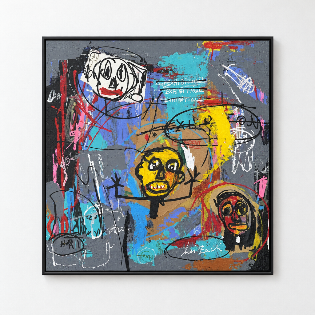 Dessin Exhibition VIII de LARBI ZAIDI dans un intérieur – 36 × 36 cm