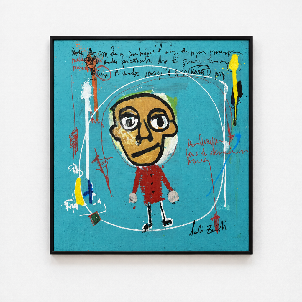 Dessin Untilted XIV de LARBI ZAIDI dans un intérieur – 25 × 25 cm