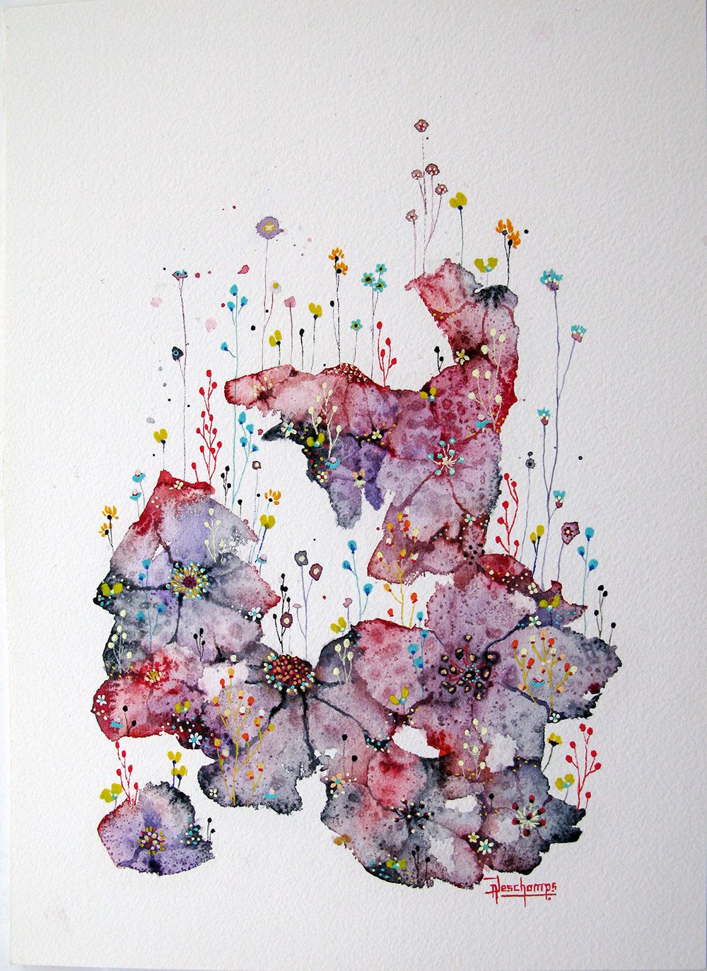 Dessin figuratif petit format FLEURS DE SEL 12 – AMANDINE DESCHAMPS – 29 × 21 cm