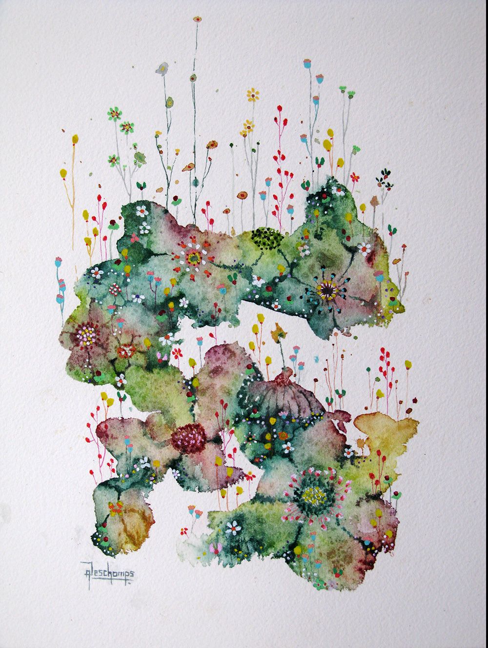 Dessin figuratif petit format FLEURS DE SEL 14 – AMANDINE DESCHAMPS – 29 × 21 cm