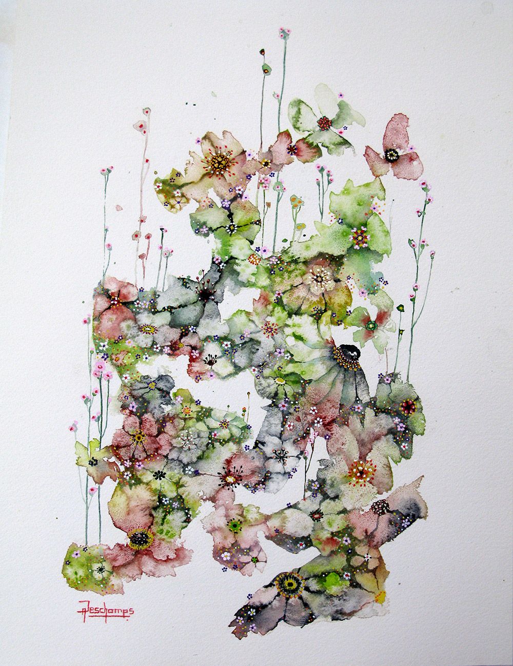 Dessin figuratif petit format FLEURS DE SEL 18 – AMANDINE DESCHAMPS – 29 × 42 cm