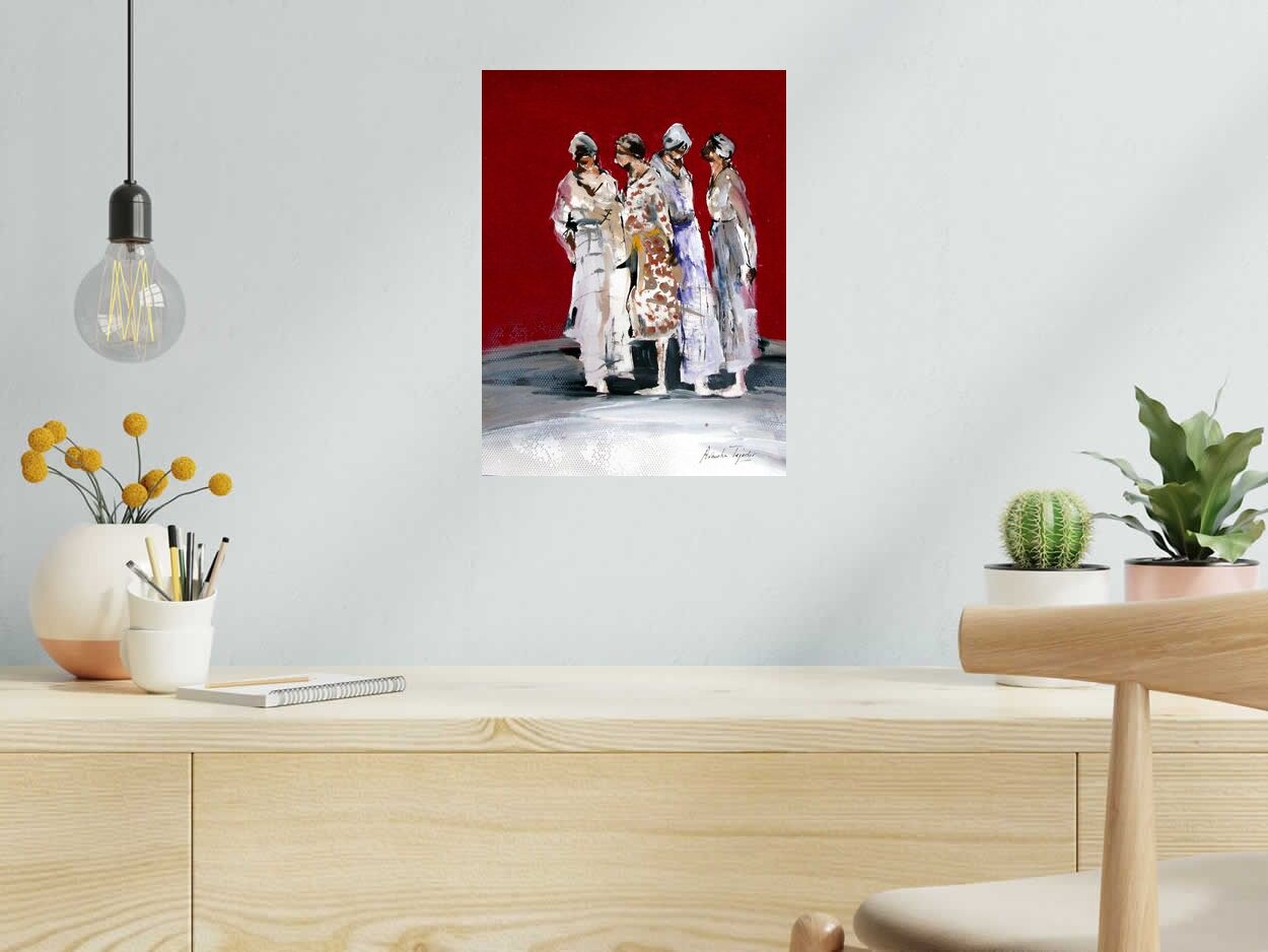 Dessin PERSONNAGES 8 de ARANCHA TEJEDOR dans un intérieur – 40 × 30 cm