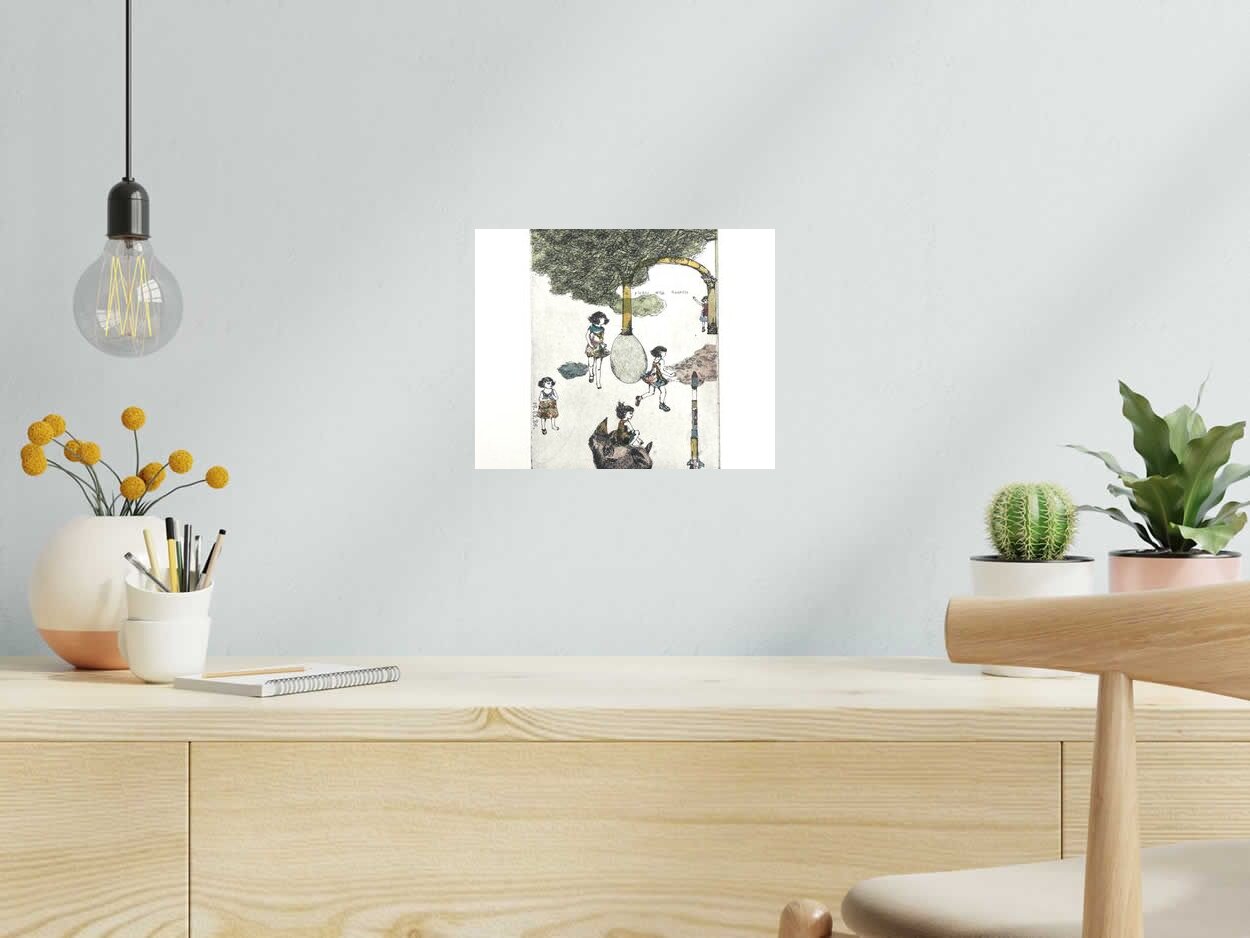 Dessin a picnic with Godzilla 2 de ATSUKO ISHII dans un intérieur – 30 × 24 cm