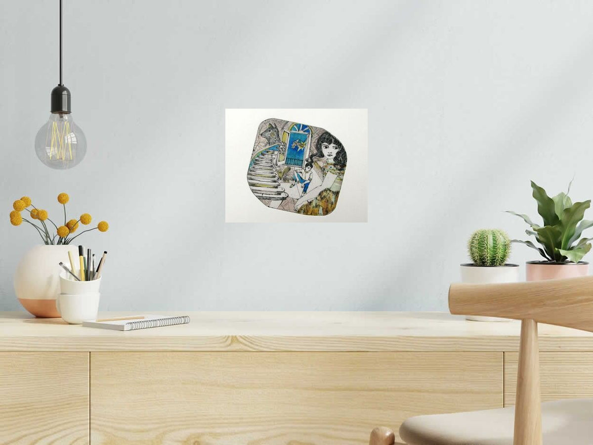 Dessin NOBODY EVER TELLS YOU de ATSUKO ISHII dans un intérieur – 24 × 30 cm