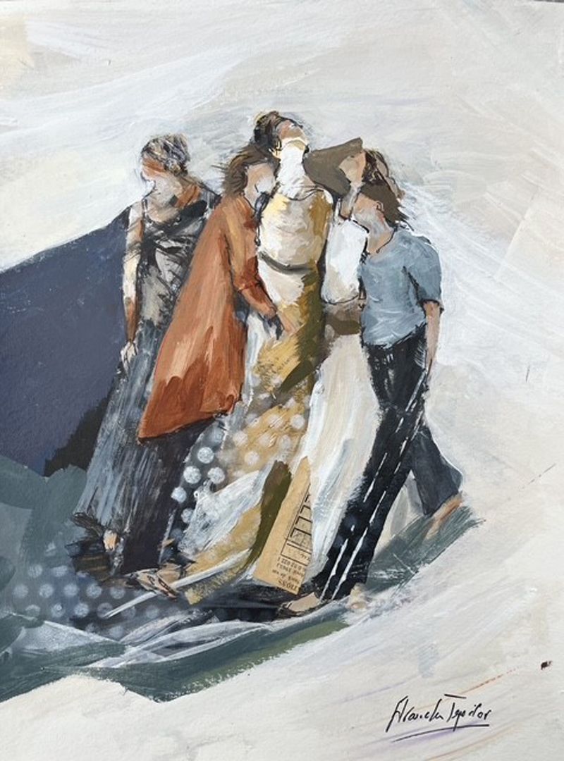 Dessin figuratif petit format blanc Femmes 25 – ARANCHA TEJEDOR – 30 × 40 cm