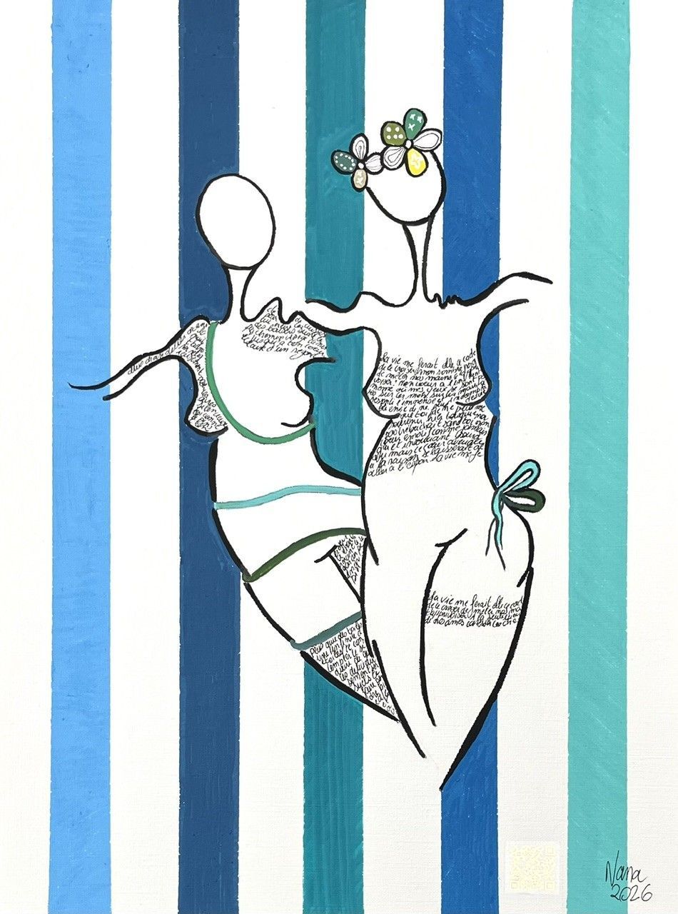 Dessin figuratif petit format blanc et noir les fifilles 11 – NANA – 30 × 40 cm