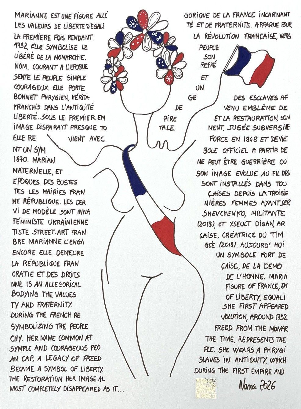 Dessin figuratif petit format blanc et noir les fifilles 2 – NANA – 30 × 40 cm