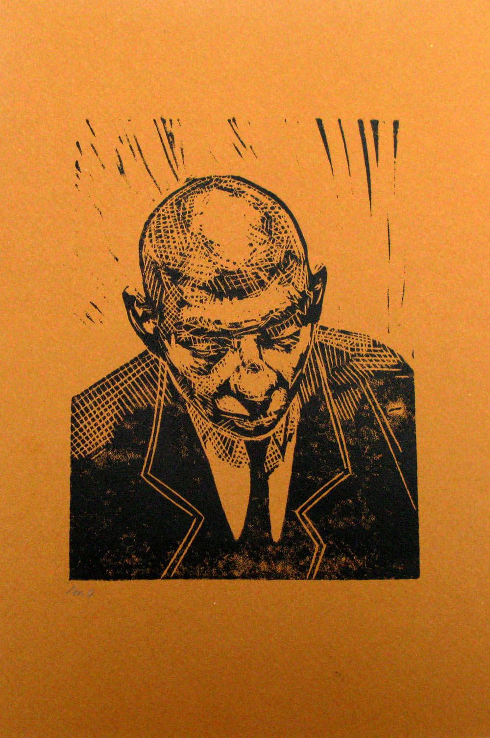 Dessin figuratif petit format brun et noir I KISS THE WALLS – OLIVIER MASSEBEUF – 7 × 21 cm