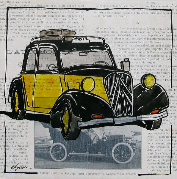 Dessin figuratif petit format LA TRACTION – CYRIL REGUERRE – 20 × 20 cm