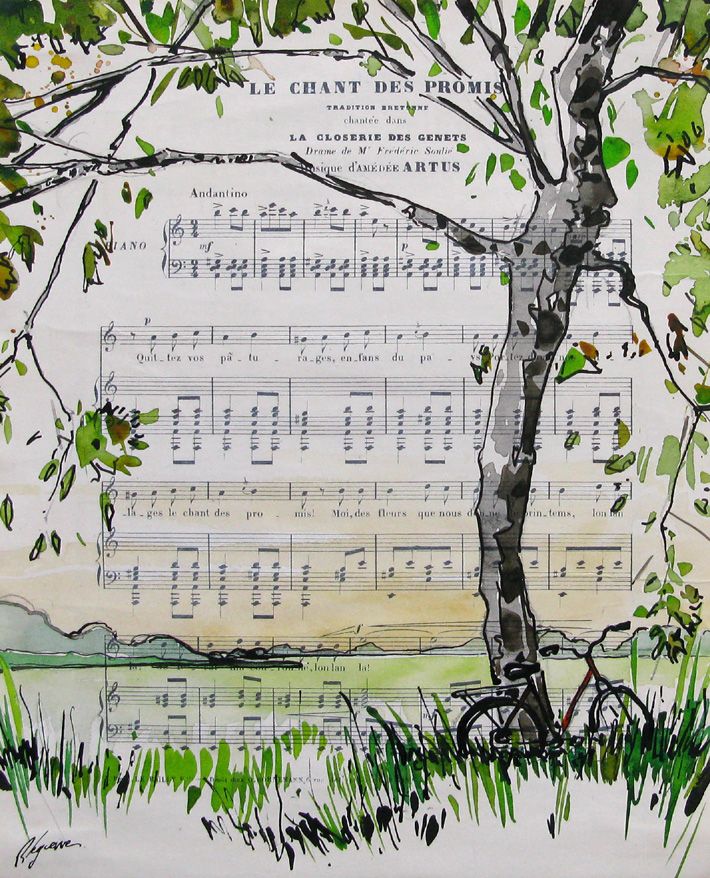 Dessin figuratif petit format LE CHANT DES PROMIS – CYRIL REGUERRE – 27 × 35 cm