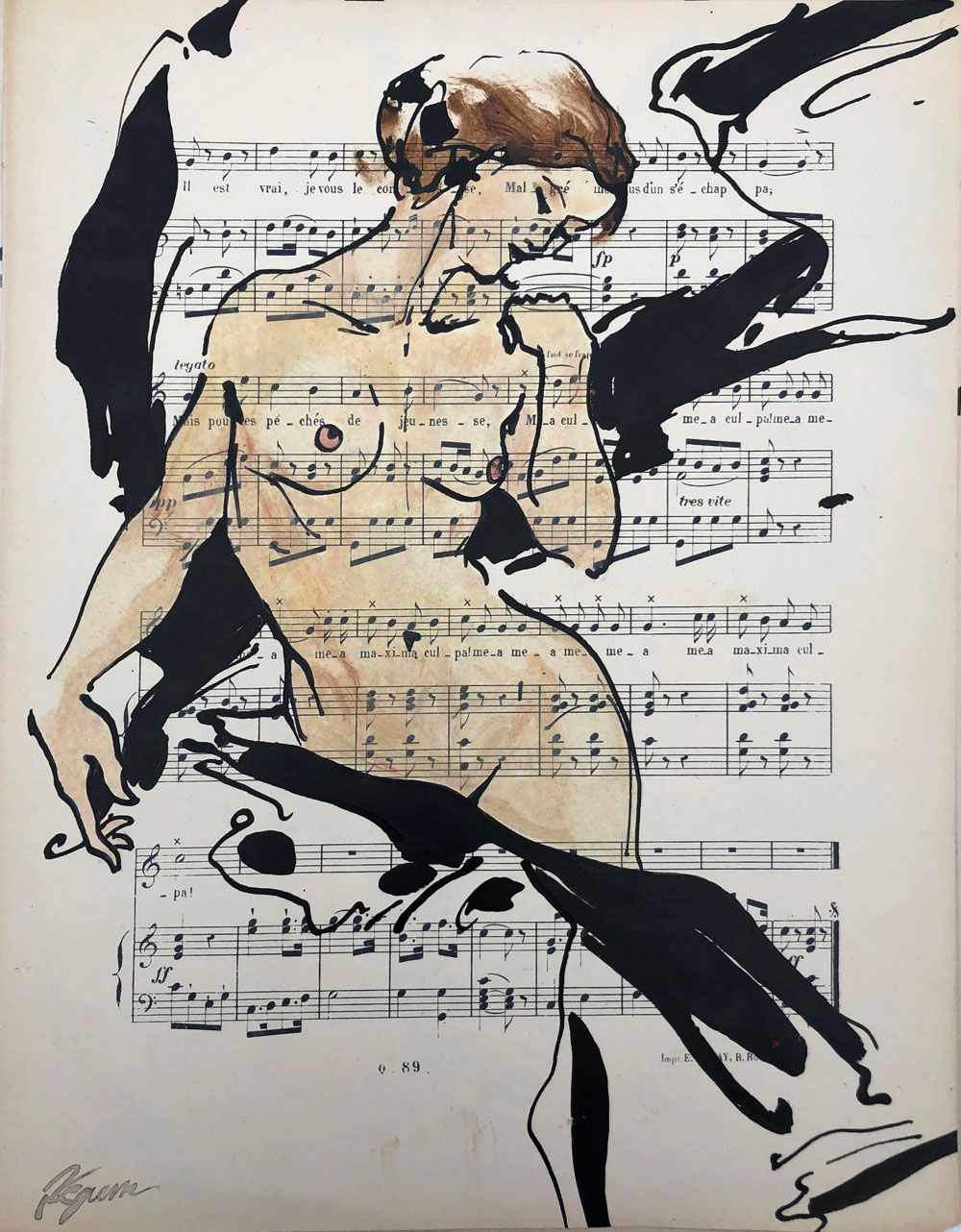 Dessin figuratif petit format SANS TITRE – CYRIL REGUERRE – 35 × 27 cm