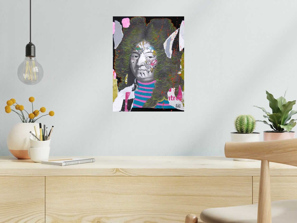 Dessin Louis en mariniere de LN LE PAPE dans un intérieur – 40 × 30 cm