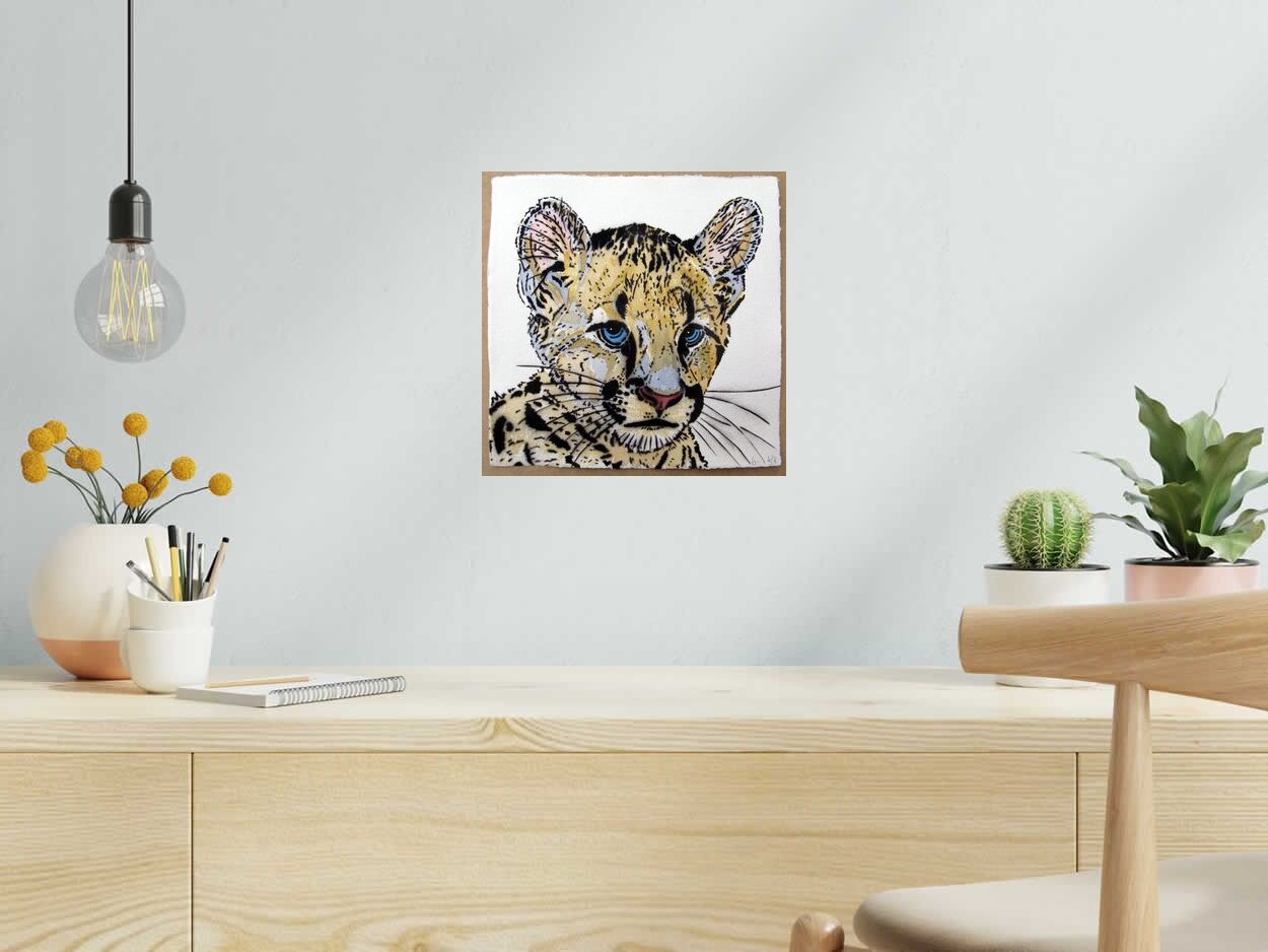 Dessin PETIT TIGRE de MOSKO dans un intérieur – 30 × 30 cm