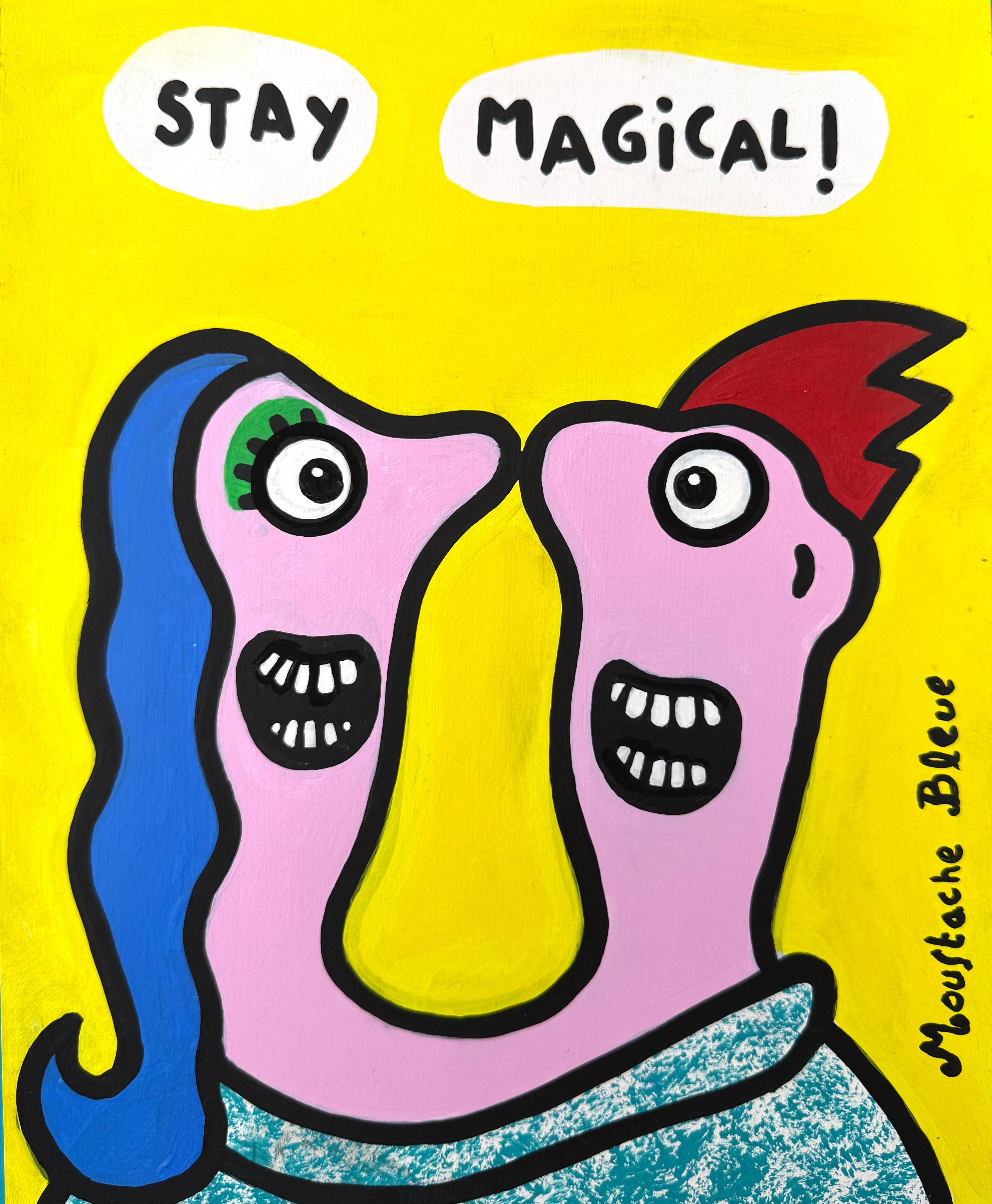 Dessin figuratif petit format Stay magical ! – MOUSTACHE BLEUE – 24 × 30 cm