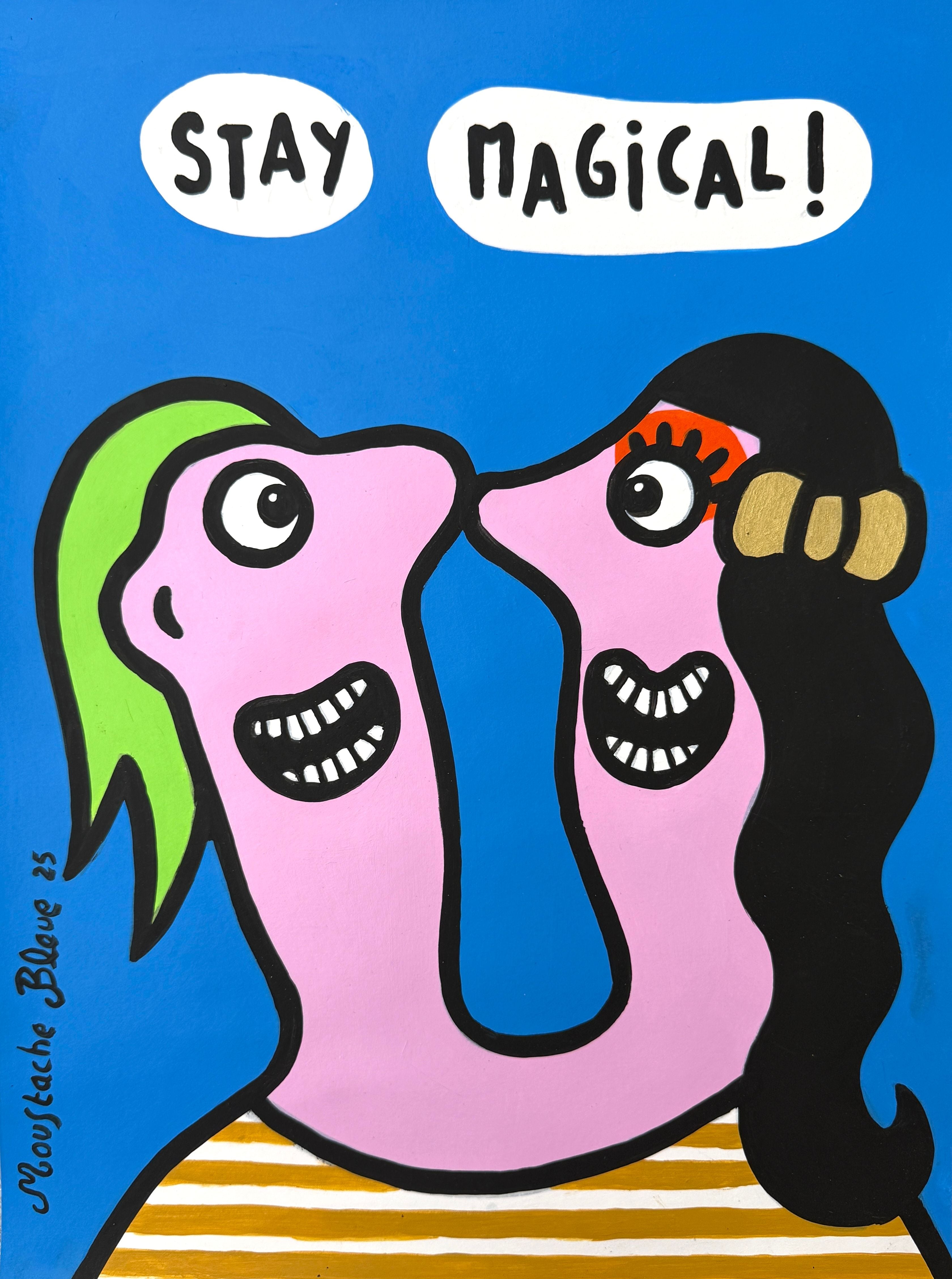 Dessin figuratif petit format Stay magical ! – MOUSTACHE BLEUE – 30 × 40 cm