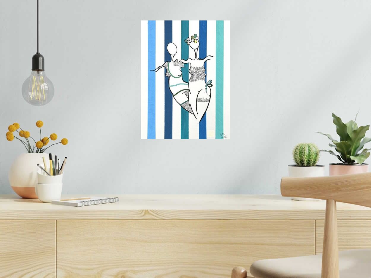 Dessin les fifilles 11 de NANA dans un intérieur – 30 × 40 cm