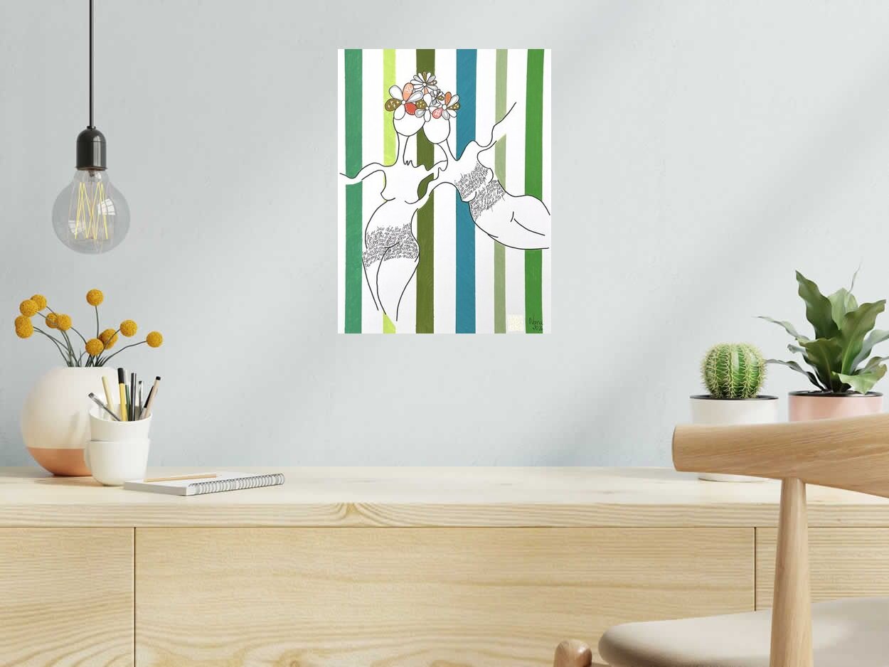 Dessin les fifilles 13 de NANA dans un intérieur – 30 × 40 cm