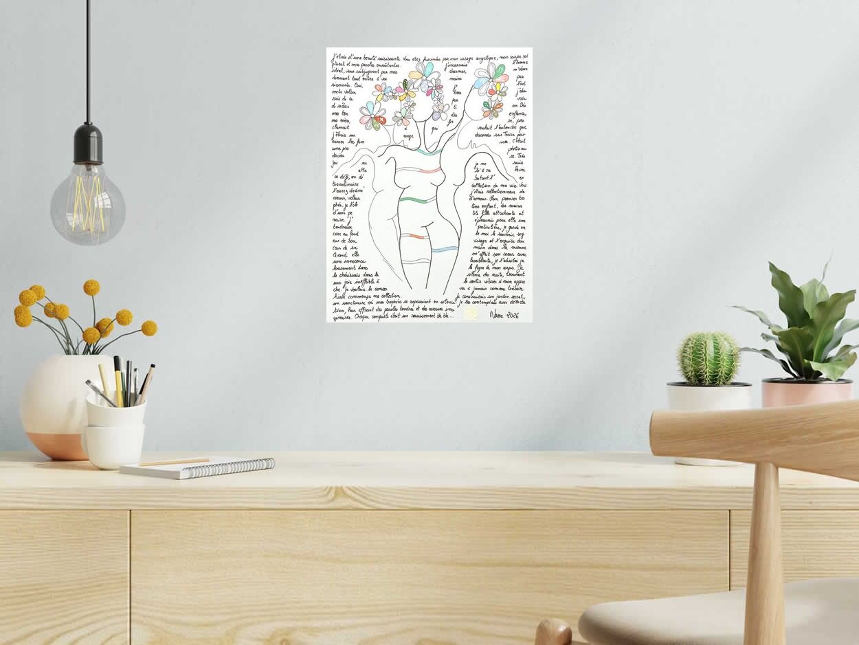 Dessin les fifilles 6 de NANA dans un intérieur – 30 × 40 cm