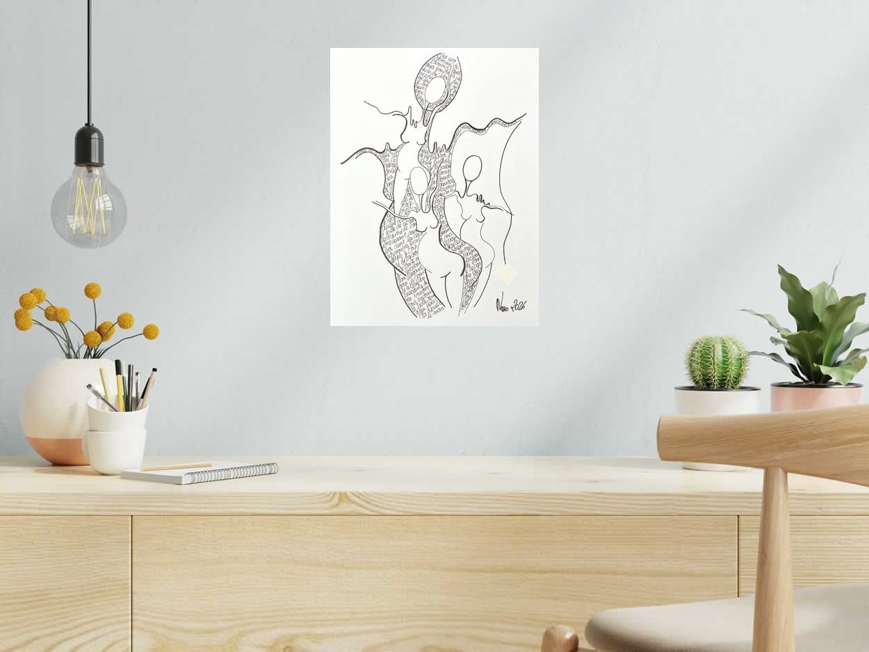 Dessin les fifilles 8 de NANA dans un intérieur – 30 × 40 cm