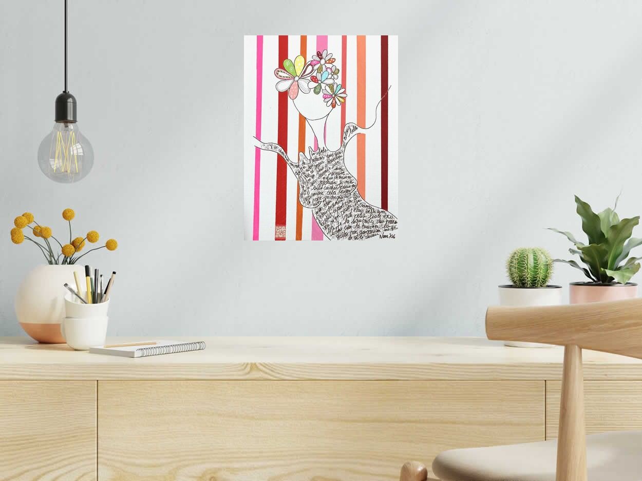 Dessin les fifilles 9 de NANA dans un intérieur – 30 × 40 cm