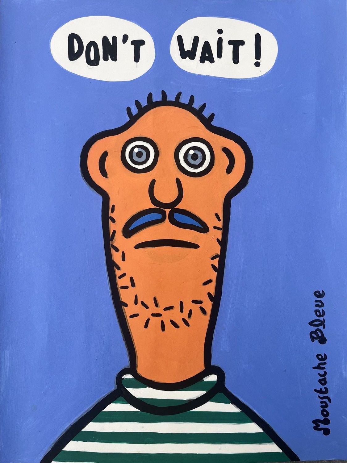 Dessin figuratif petit format rose Don't wait – MOUSTACHE BLEUE – 30 × 40 cm