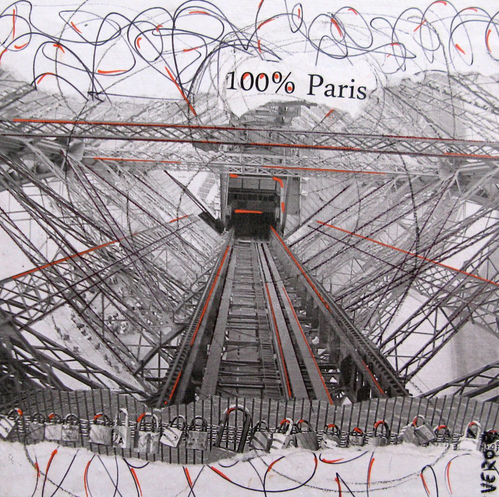 Dessin figuratif petit format EIFFEL 100% PARIS – VEROE – 15 × 15 cm