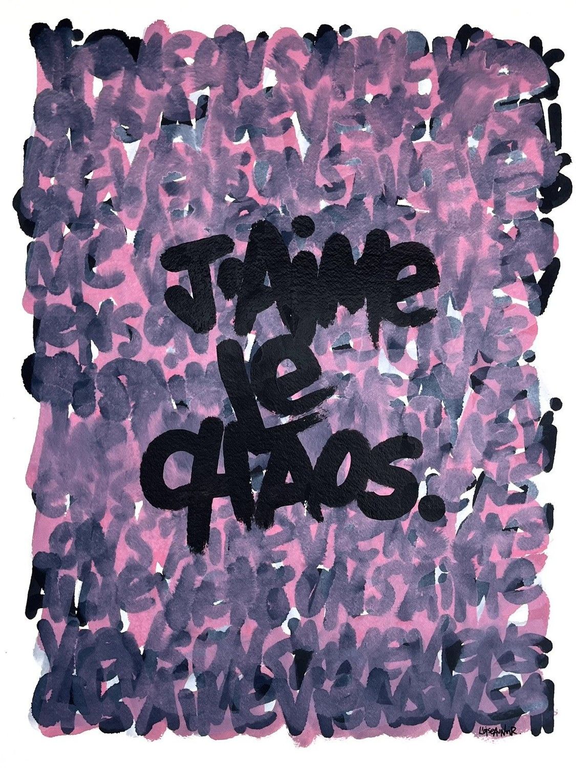 Dessin graphique moyen format J'aime le chaos – L'OISEAU NOIR – 56 × 77 cm