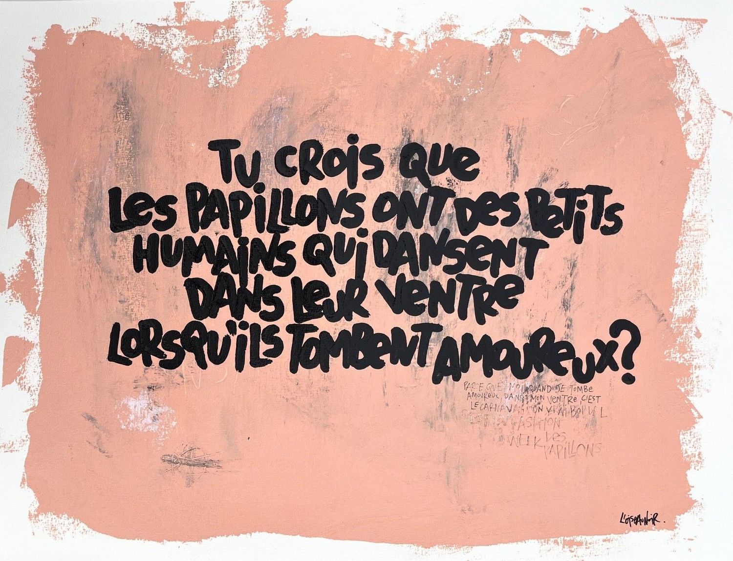 Dessin graphique moyen format Les papillons – L'OISEAU NOIR – 61 × 46 cm