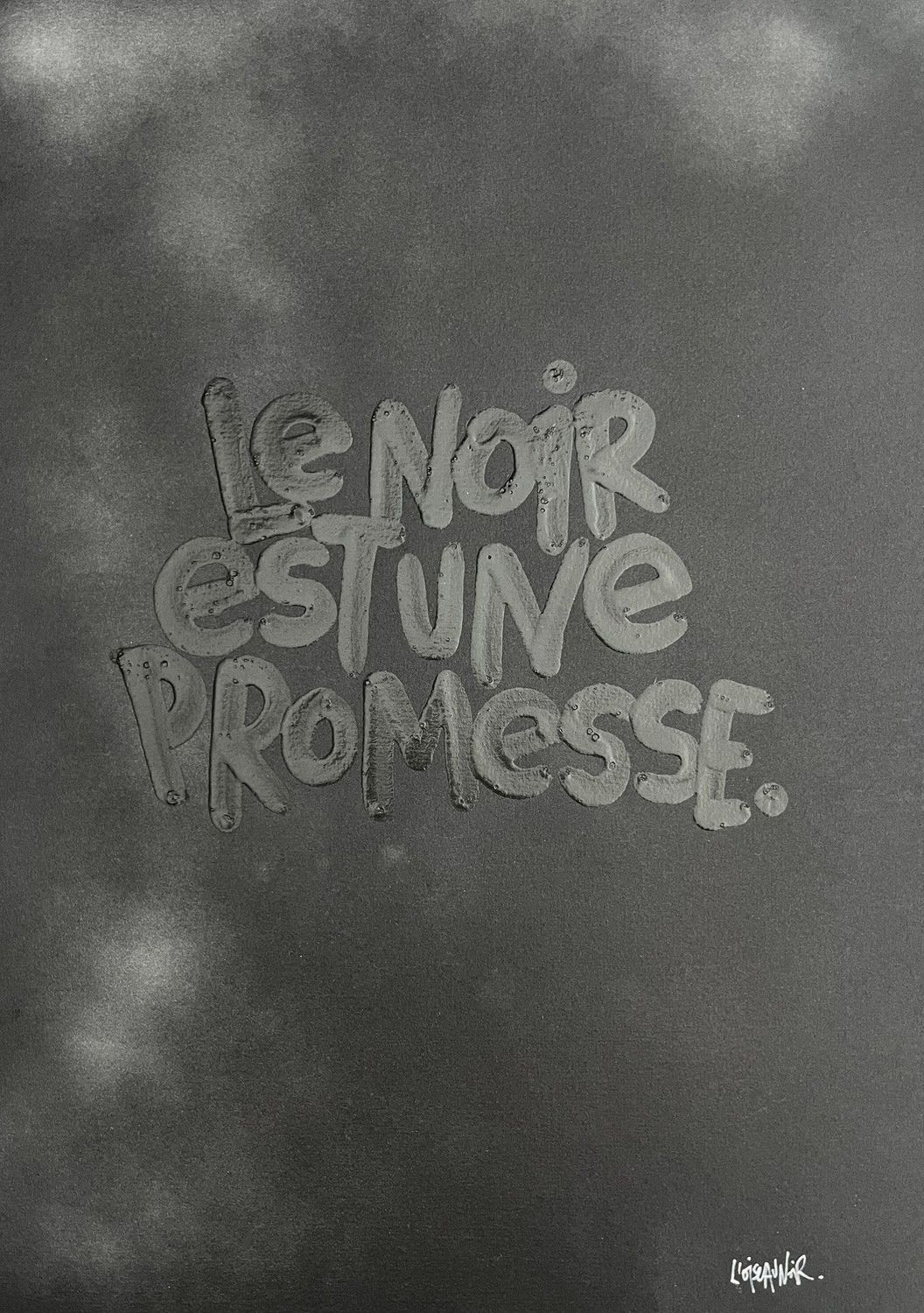 Dessin graphique petit format blanc et noir Le noir est une promesse – L'OISEAU NOIR – 29 × 42 cm