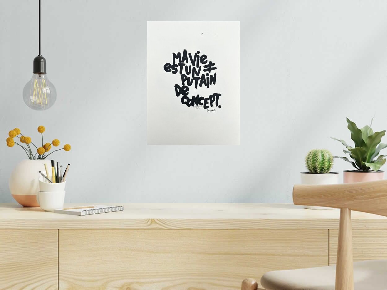 Dessin Mais c'est cool de L'OISEAU NOIR dans un intérieur – 30 × 40 cm