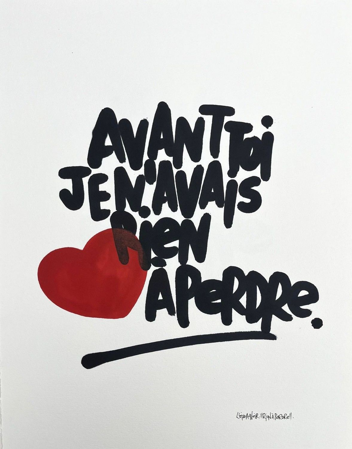 Dessin graphique petit format Rien à perdre – L'OISEAU NOIR – 43 × 55 cm