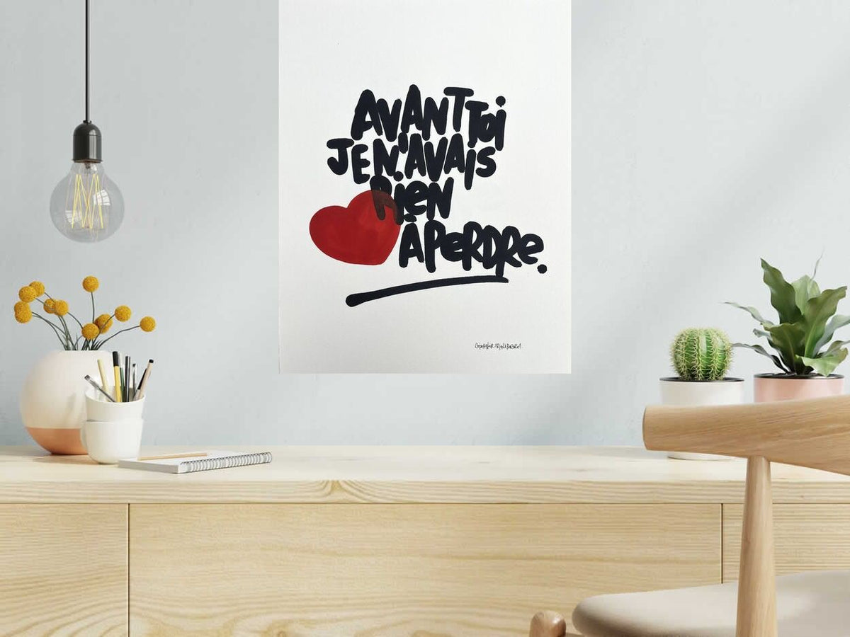 Dessin Rien à perdre de L'OISEAU NOIR dans un intérieur – 43 × 55 cm