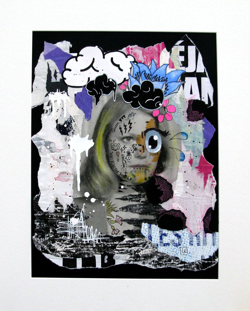 Dessin graphique petit format DROLE DE DAME – LN LE PAPE – 30 × 40 cm