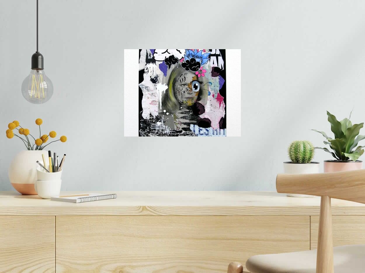 Dessin DROLE DE DAME de LN LE PAPE dans un intérieur – 30 × 40 cm