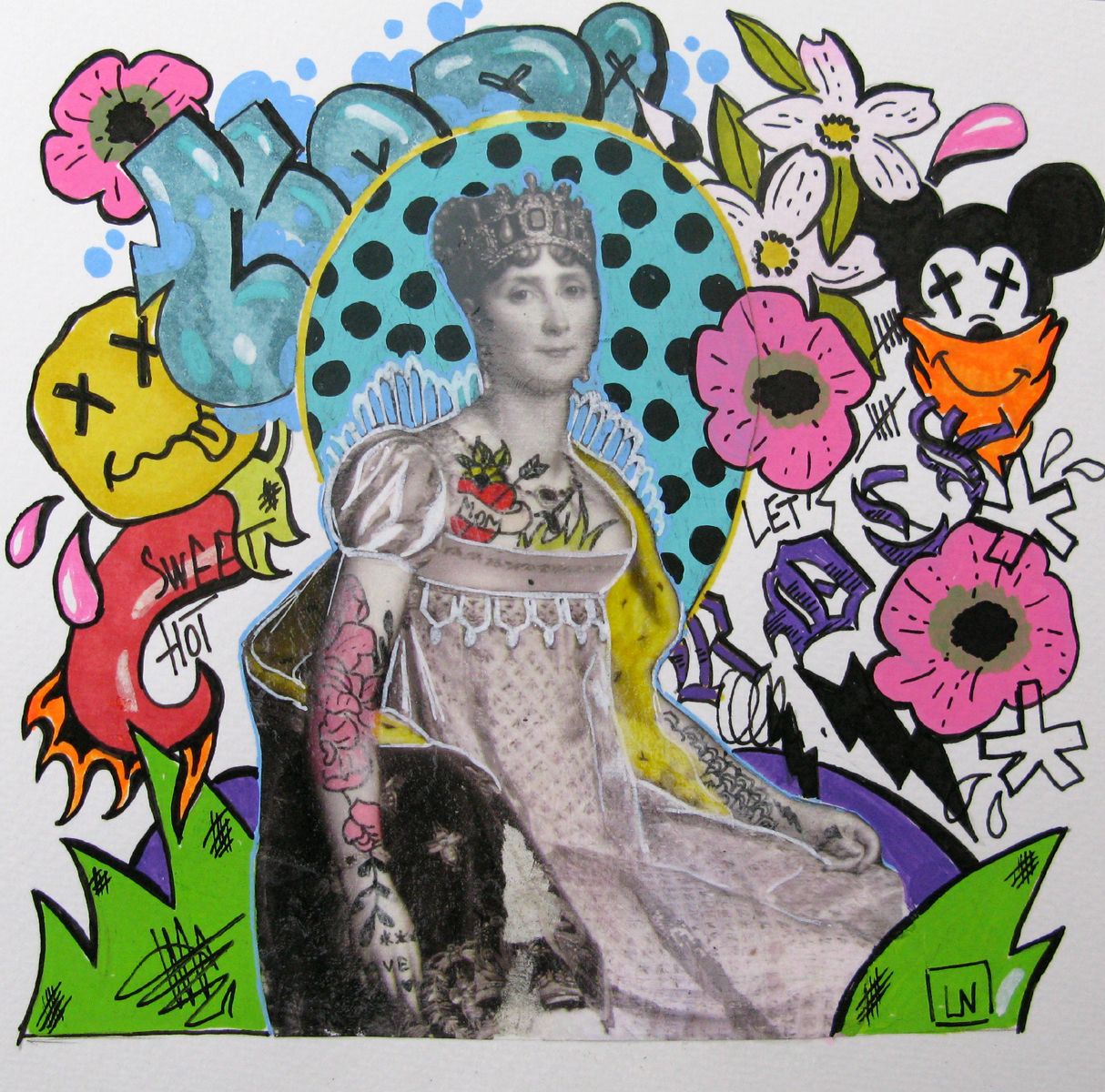 Dessin graphique petit format Josephine – LN LE PAPE – 18 × 18 cm