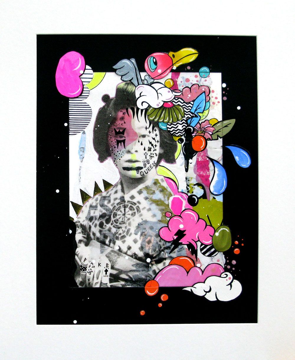 Dessin graphique petit format QUEEN SERIE GEISHA POP – LN LE PAPE – 30 × 40 cm