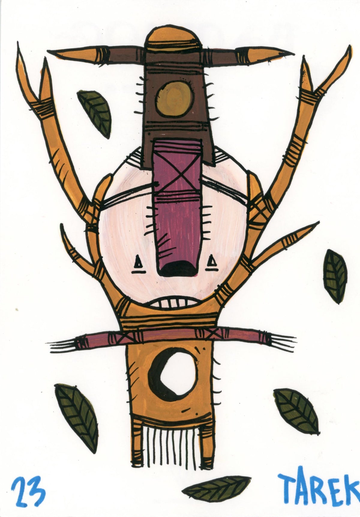 Dessin graphique petit format Art by Tarek mask 1 – TAREK – 15 × 21 cm