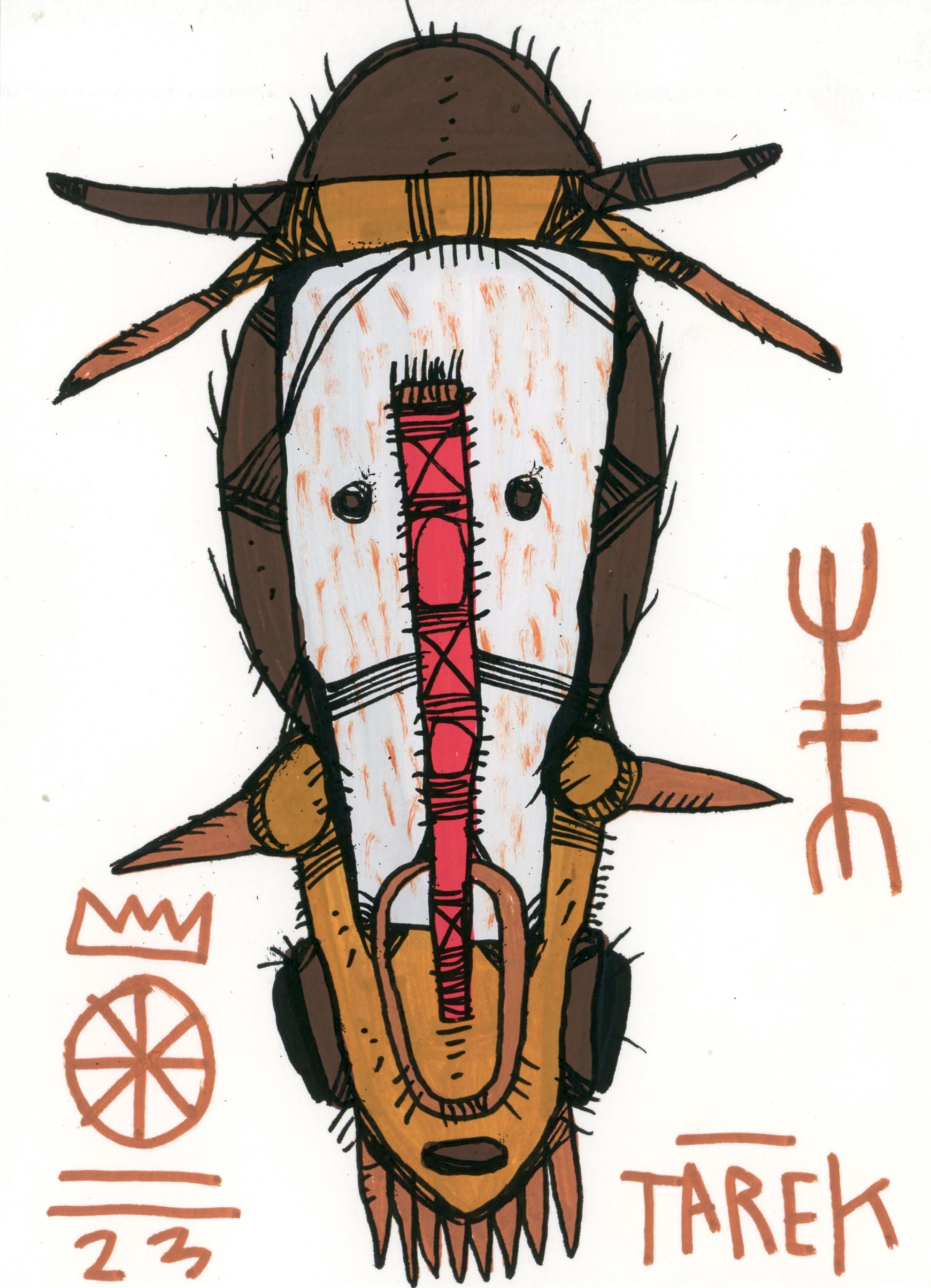 Dessin graphique petit format Art by Tarek mask 2 – TAREK – 15 × 21 cm