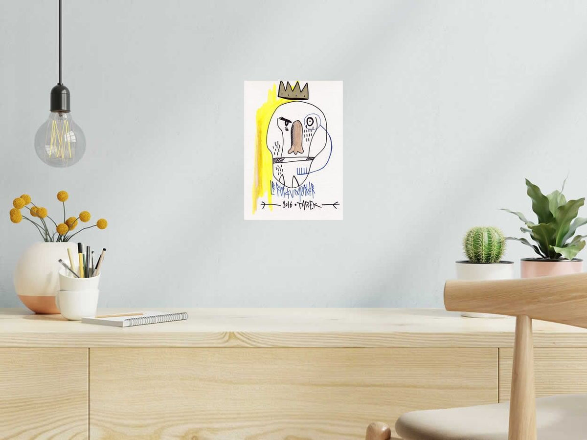 Dessin LE ROI DU MONDE de TAREK dans un intérieur – 7 × 21 cm
