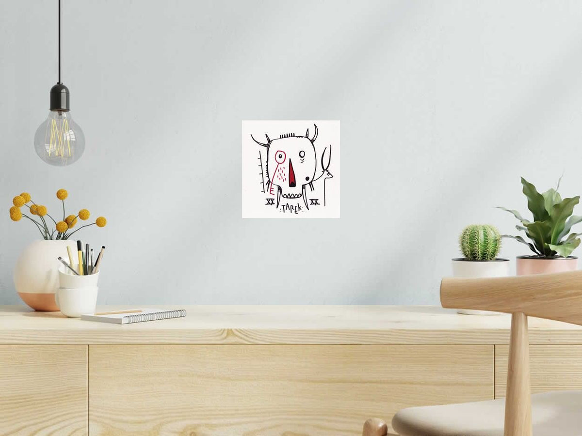 Dessin SKULLS & CERFS de TAREK dans un intérieur – 21 × 21 cm